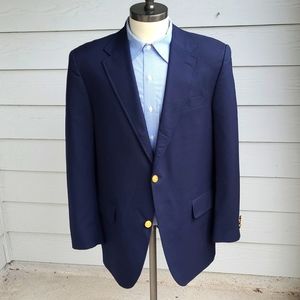 J PRESS Dark Navy Gold Buttons Super 120s Wool Mens Sz 42 R Sport Coat Blazer